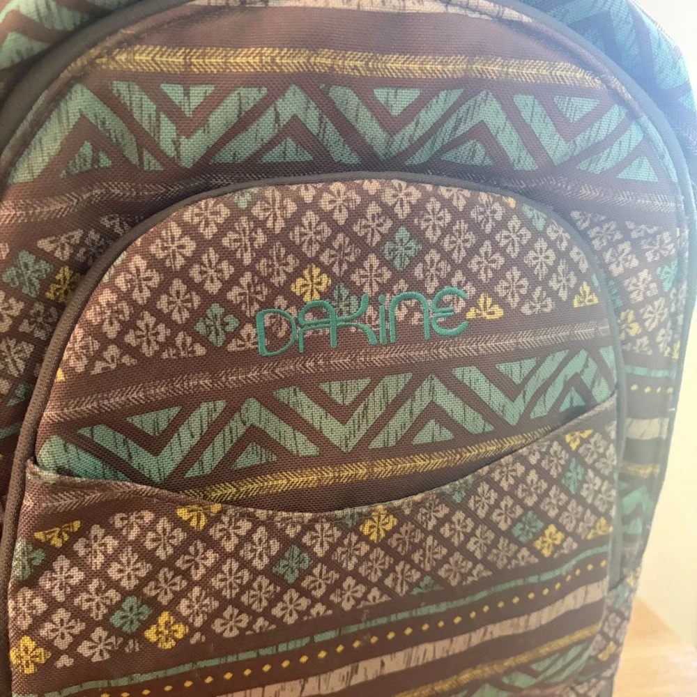 Dakine Gray Teal Yellow Backpack Bag Laptop Sleeve Zipper‎ Closure school work